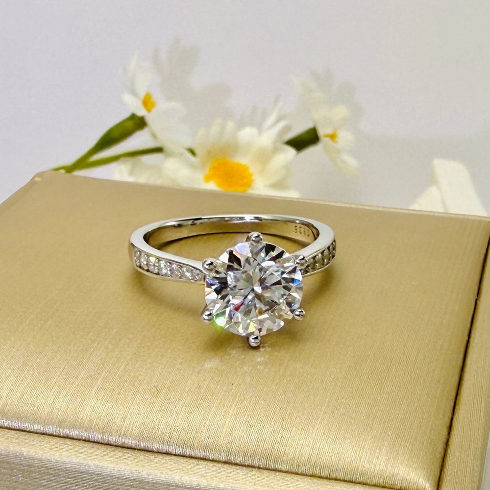 Sale-Moissanite Diamond Ring-3ct Solitaire Statem… - image 1
